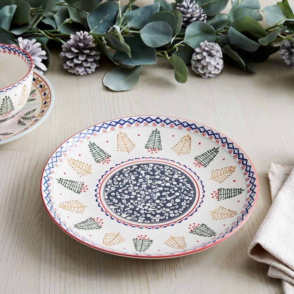 Scandi Forest Dinner Plate - Red