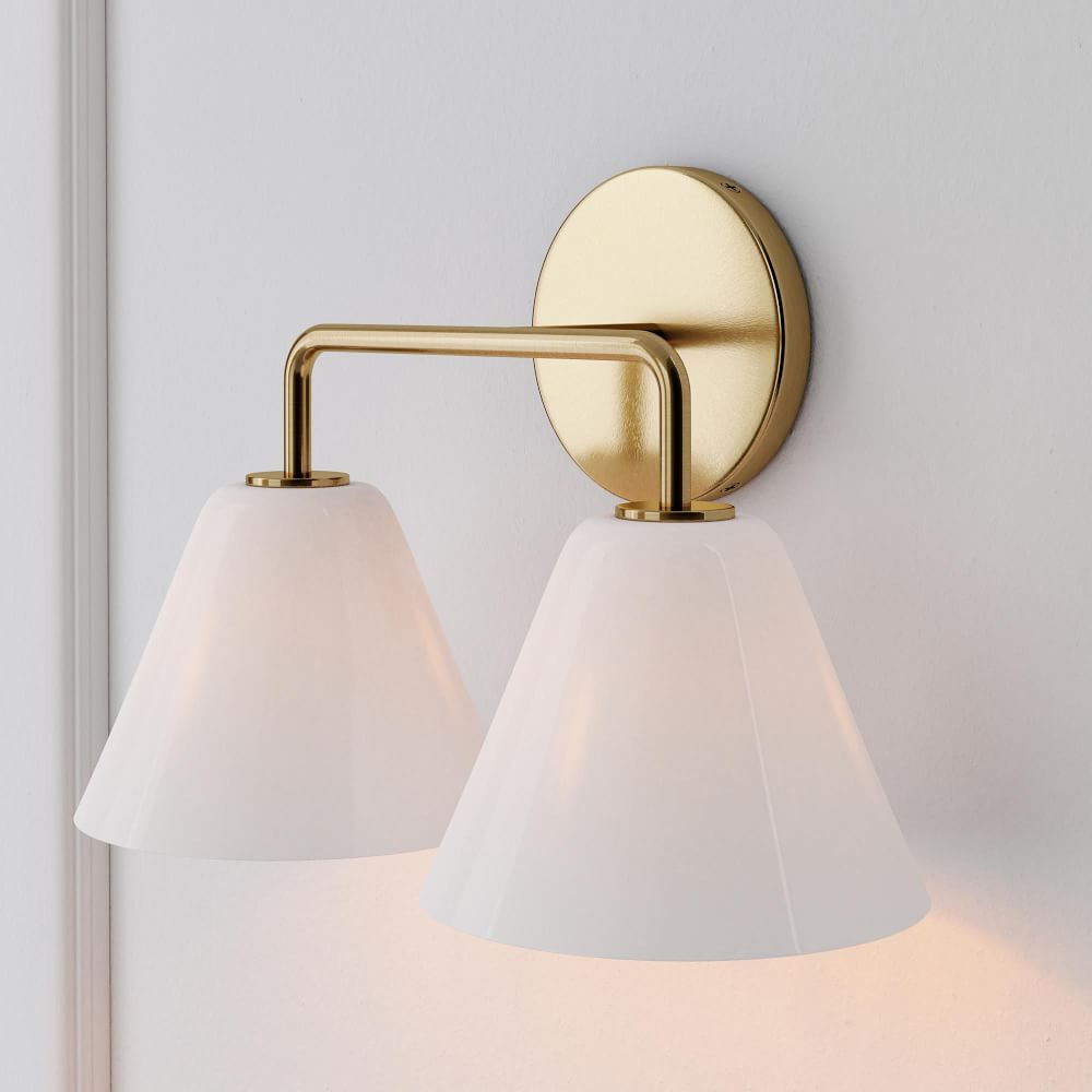 Sculptural 2-Light Cone Sconce - Milk