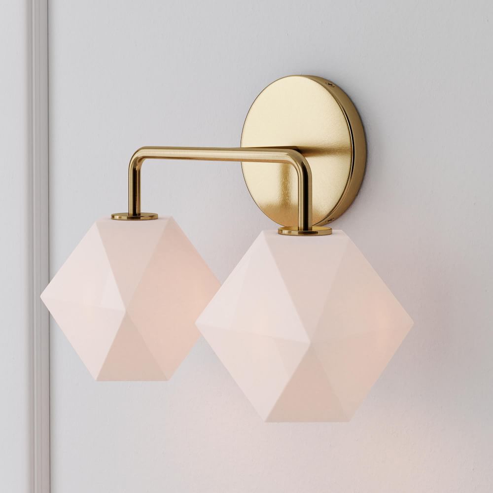 Sculptural 2-Light Faceted Sconce - Milk