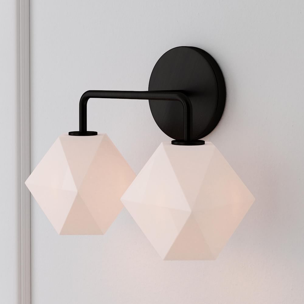 Sculptural 2-Light Faceted Sconce - Clear