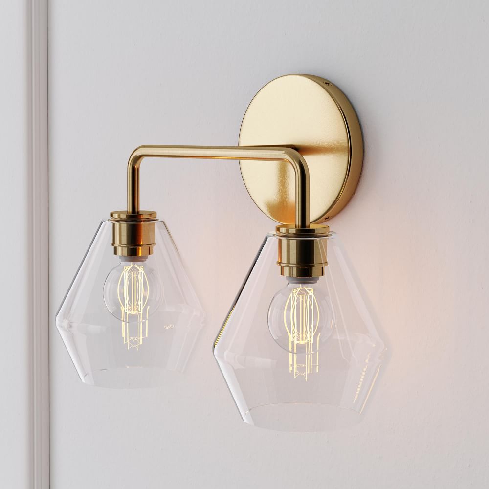 Sculptural 2-Light Geo Sconce - Milk