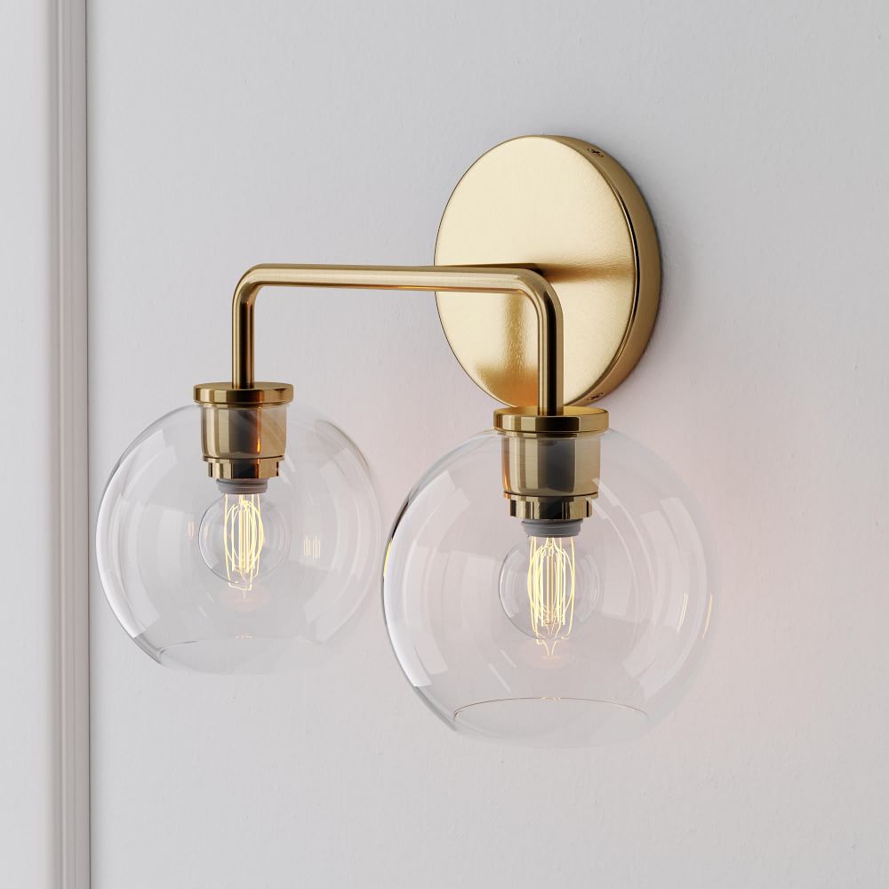 Sculptural 2-Light Globe Sconce - Clear