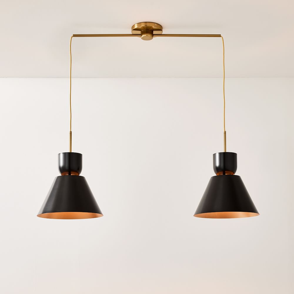 Sculptural 2-Light Tapered Metal Pendant
