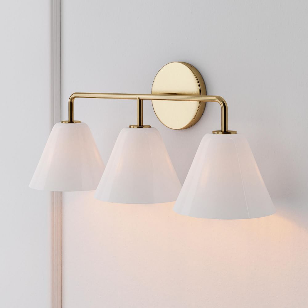 Sculptural 3-Light Cone Sconce - Milk