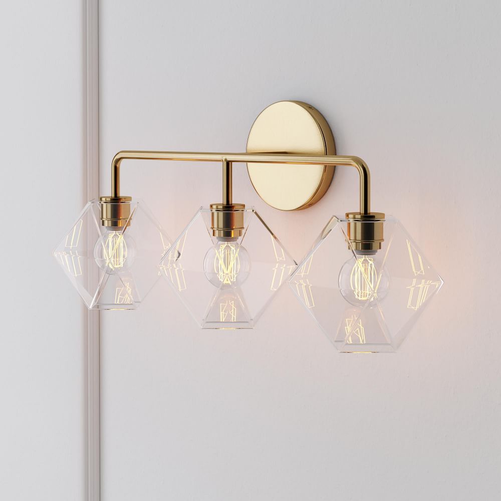 Sculptural 3-Light Faceted Sconce - Clear