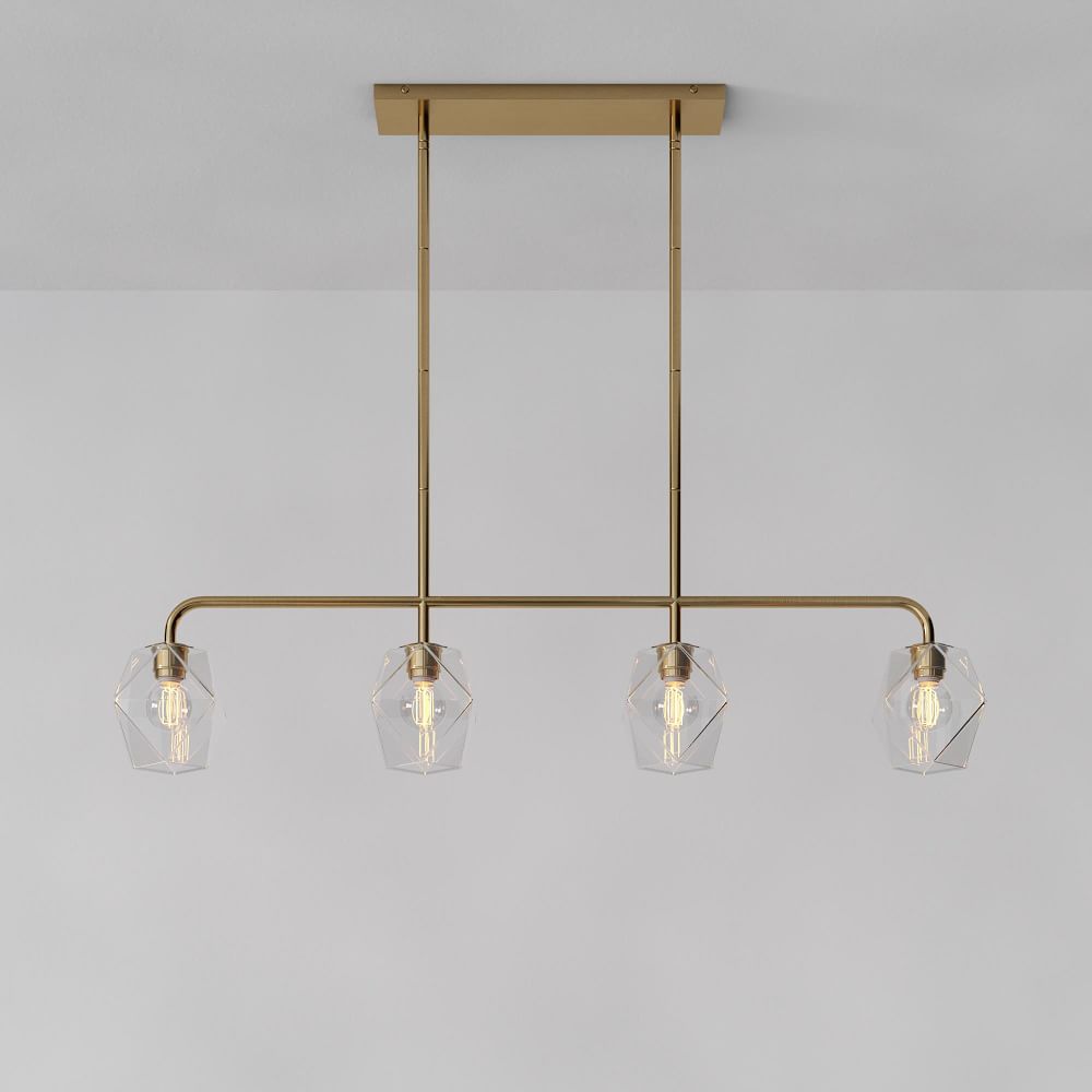 Sculptural 4-Light Faceted Pendant - Clear
