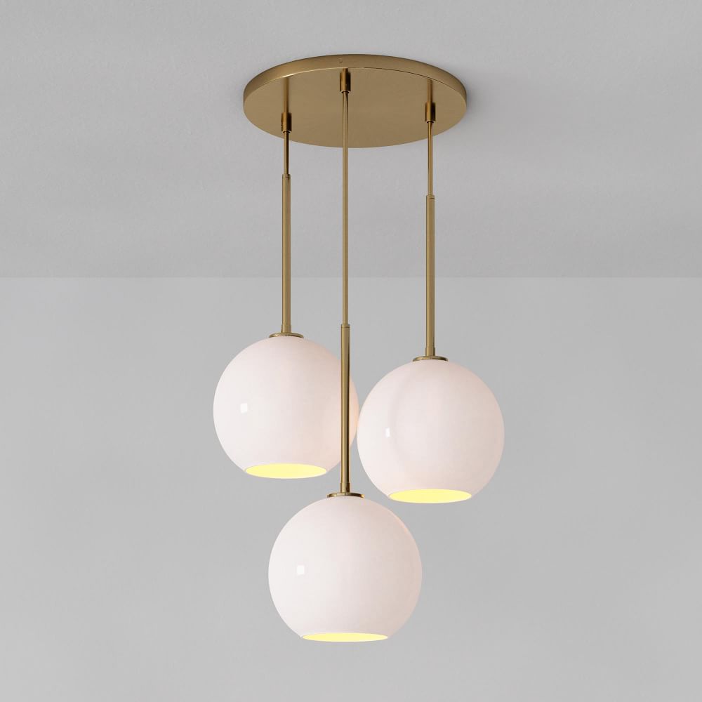 Sculptural Glass 3-Light Globe Chandelier - Milk