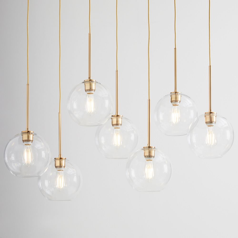 Sculptural Glass 7-Light Globe Chandelier - Clear