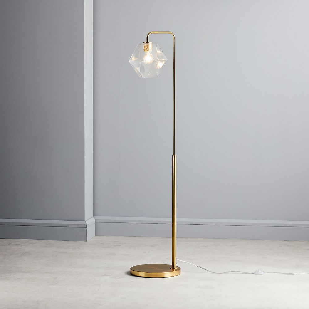 Sculptural Glass Faceted Floor Lamp - Clear