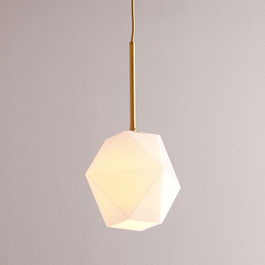 Sculptural Glass Faceted Ceiling Lamp - Small (Milk)