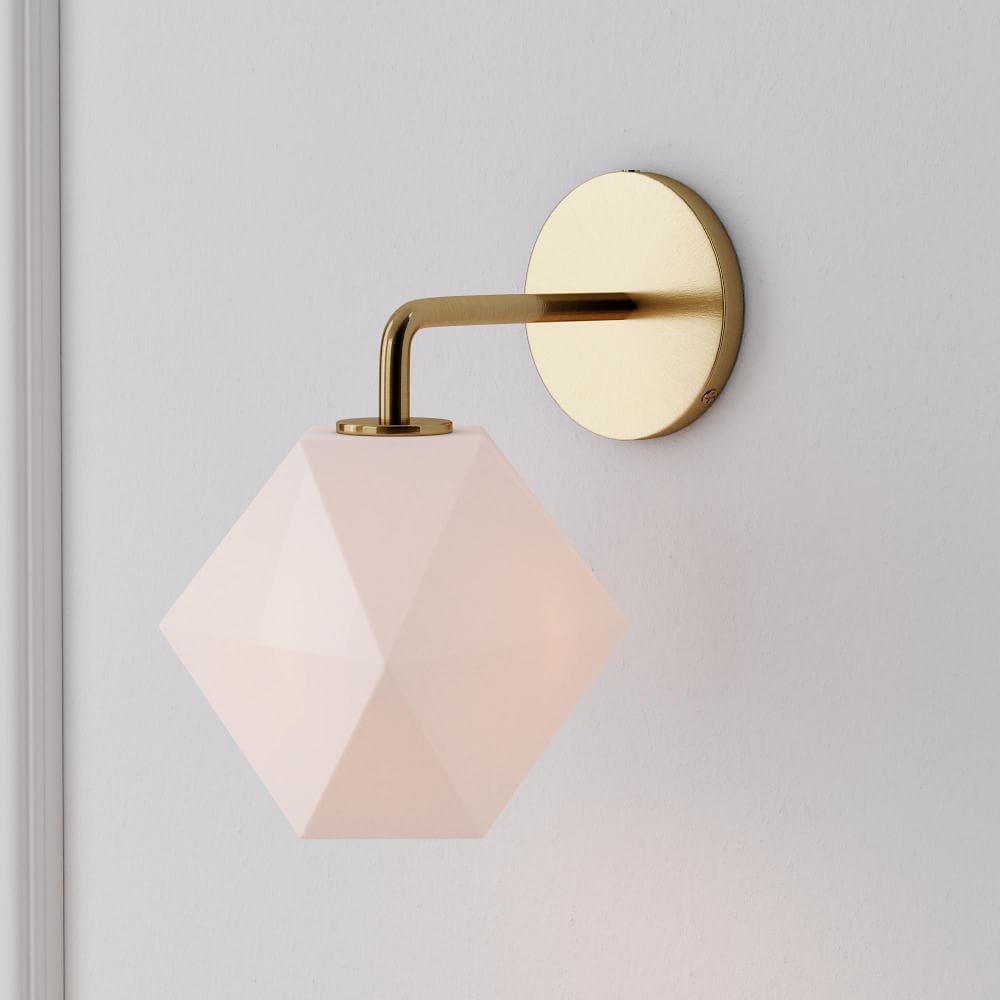 Sculptural Glass Faceted Sconce - Milk