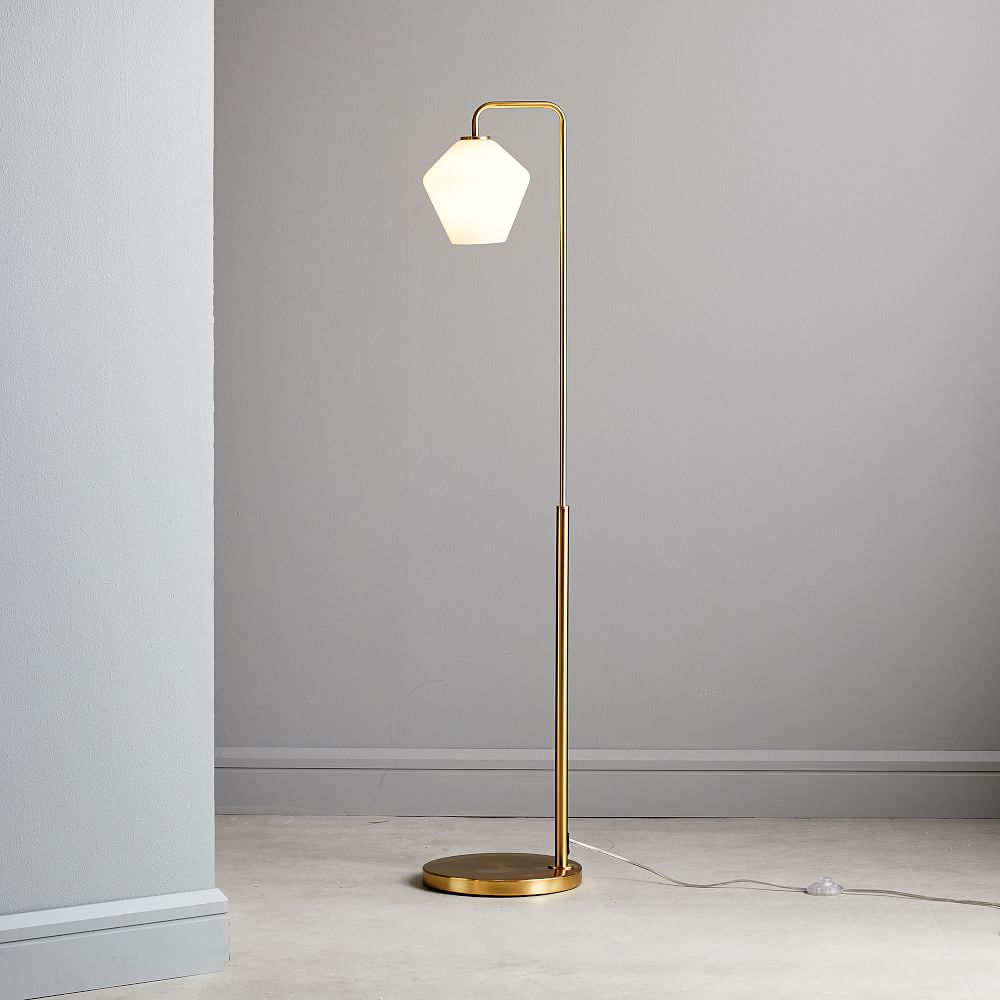 Sculptural Glass Geo Floor Lamp - Milk