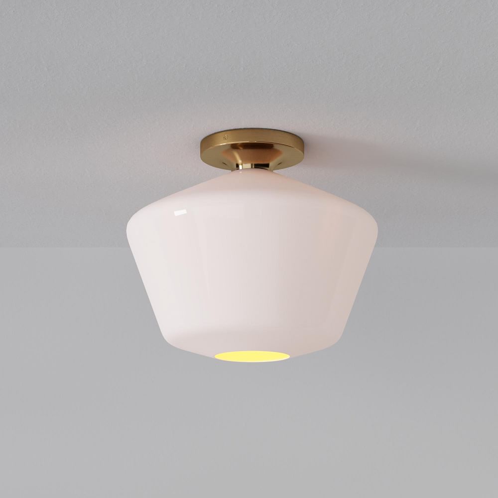 Sculptural Glass Geo Flushmount - Milk