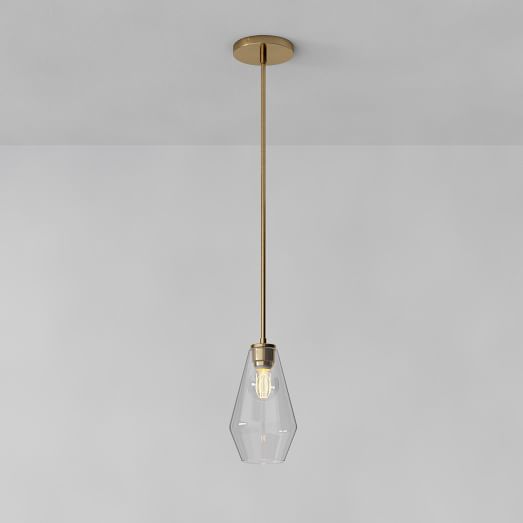 Sculptural Glass Geo Pendant - Clear