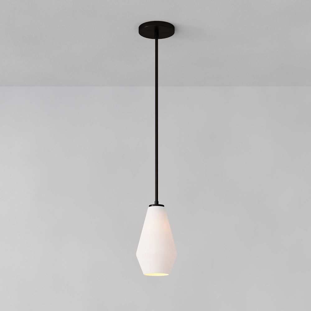Sculptural Glass Geo Pendant - Milk