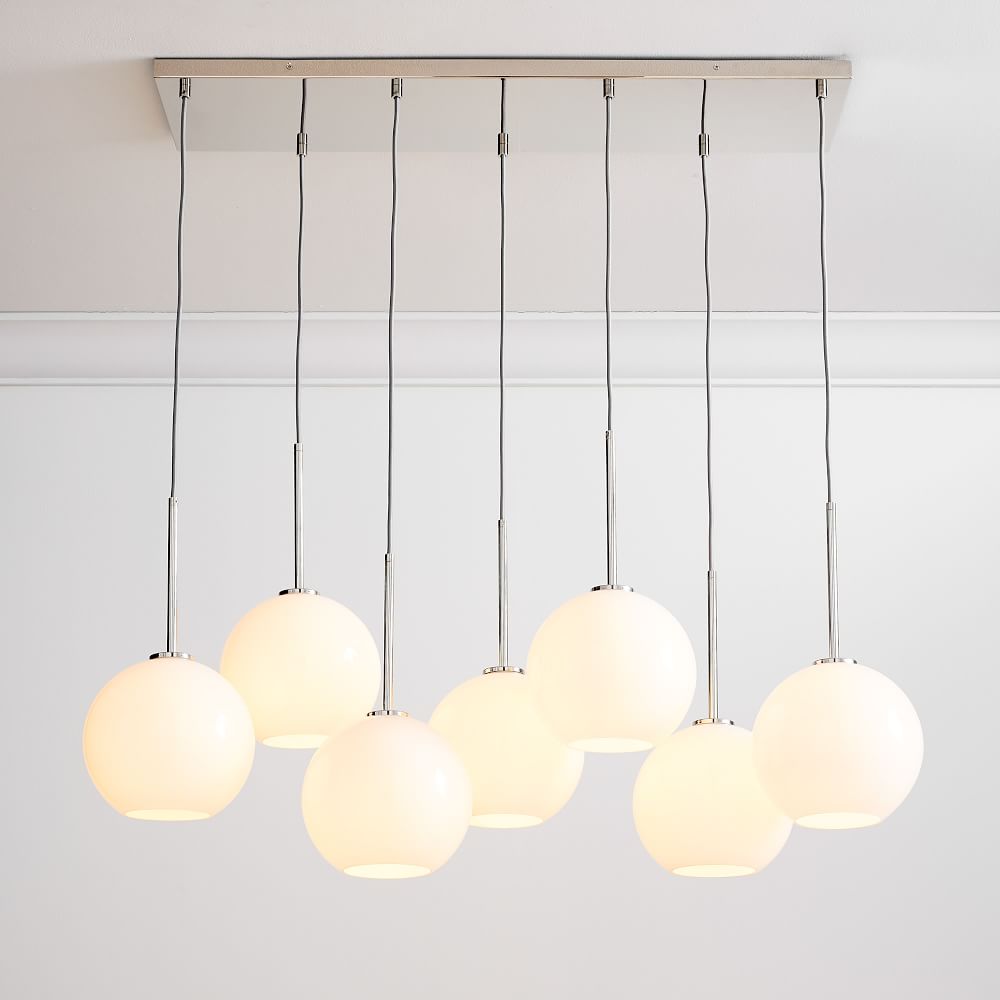 Sculptural Glass 7-Light Globe Chandelier - Milk