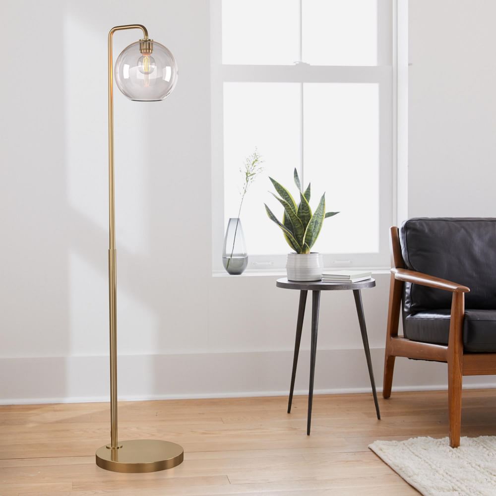 Sculptural Glass Globe Floor Lamp - Clear