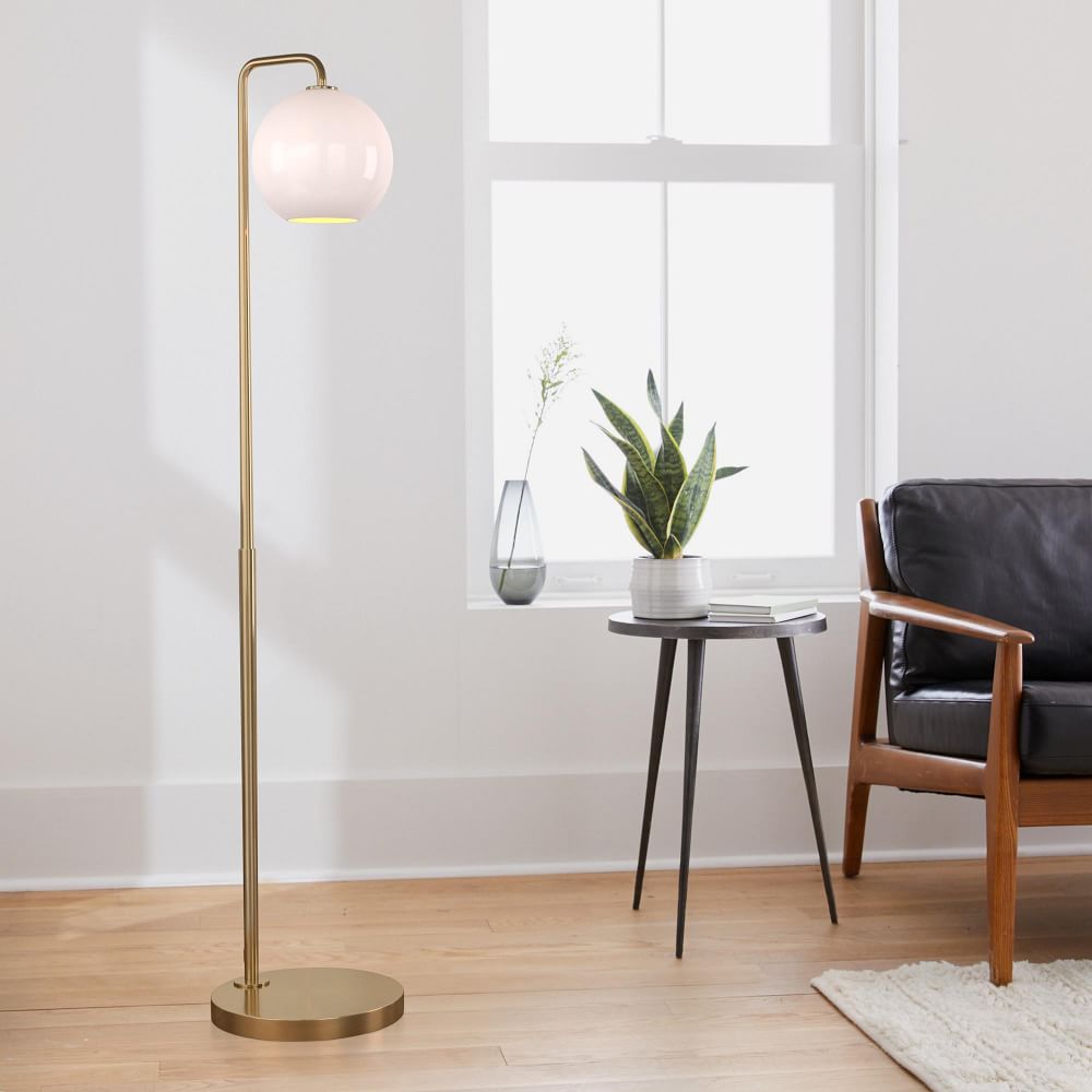 Sculptural Glass Globe Floor Lamp - Milk