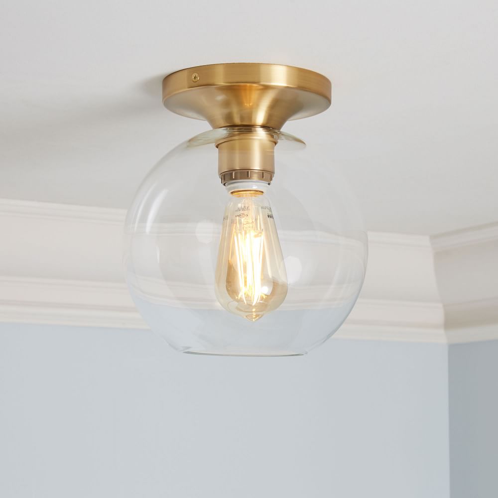 Sculptural Glass Globe Flushmount - Clear