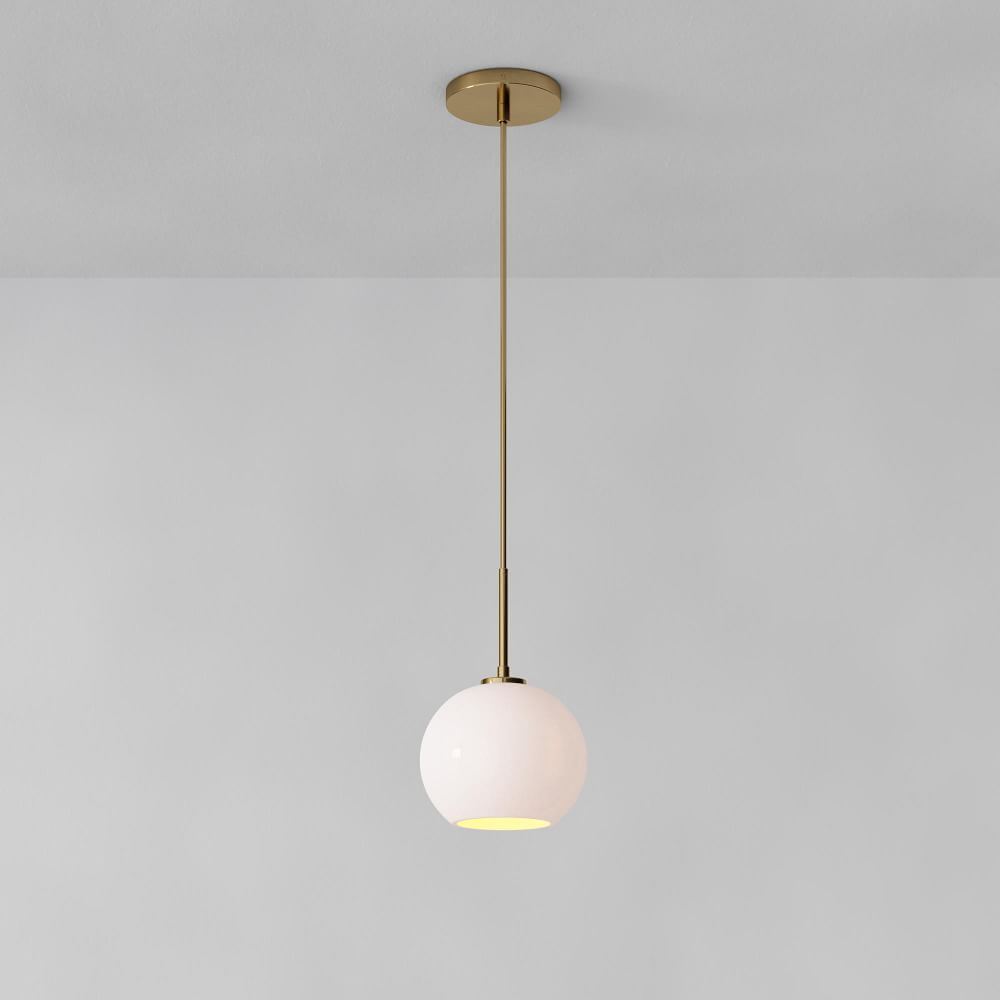 Sculptural Glass Globe Pendant - Milk