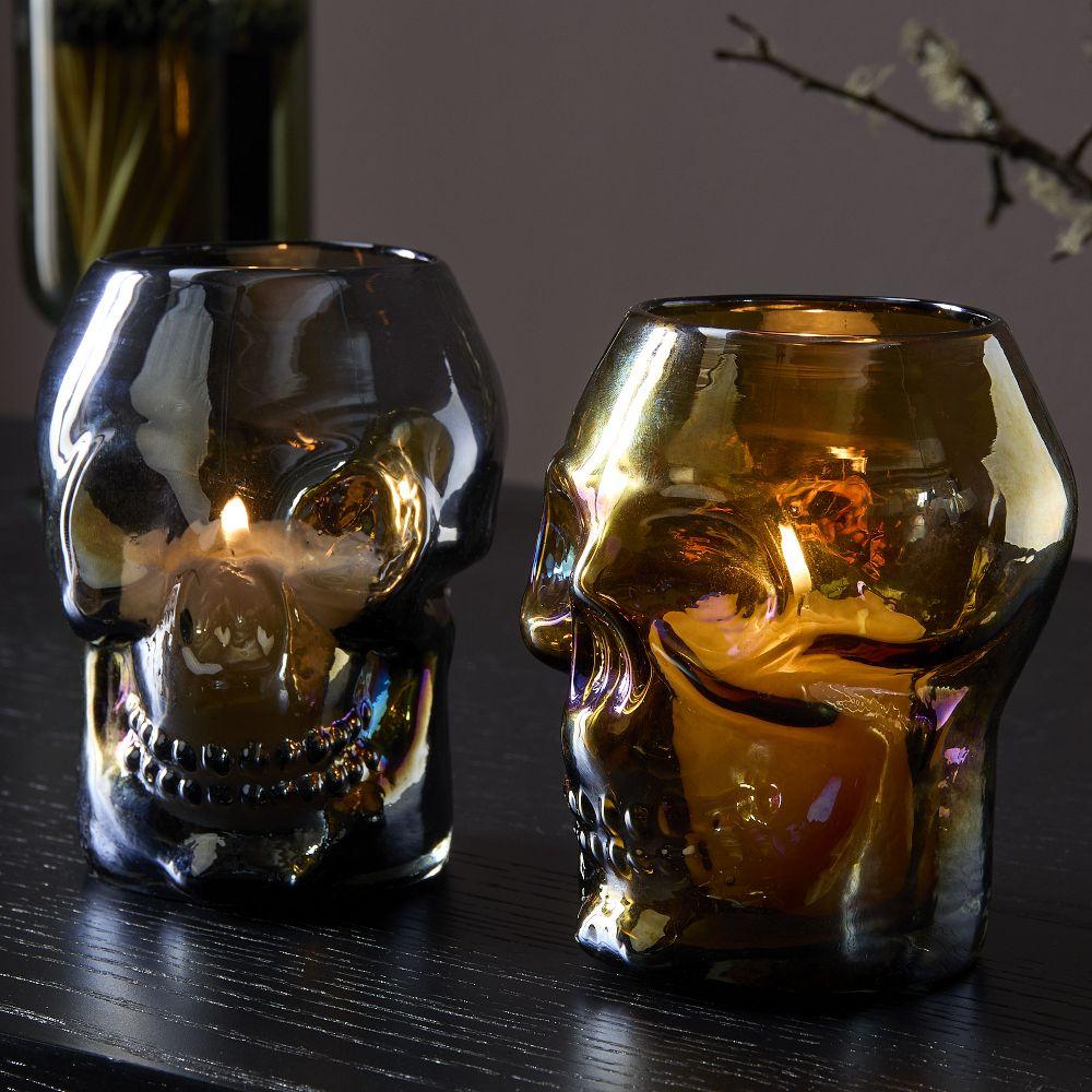 Sculptural Skull Recycled Mexican Glass Votives