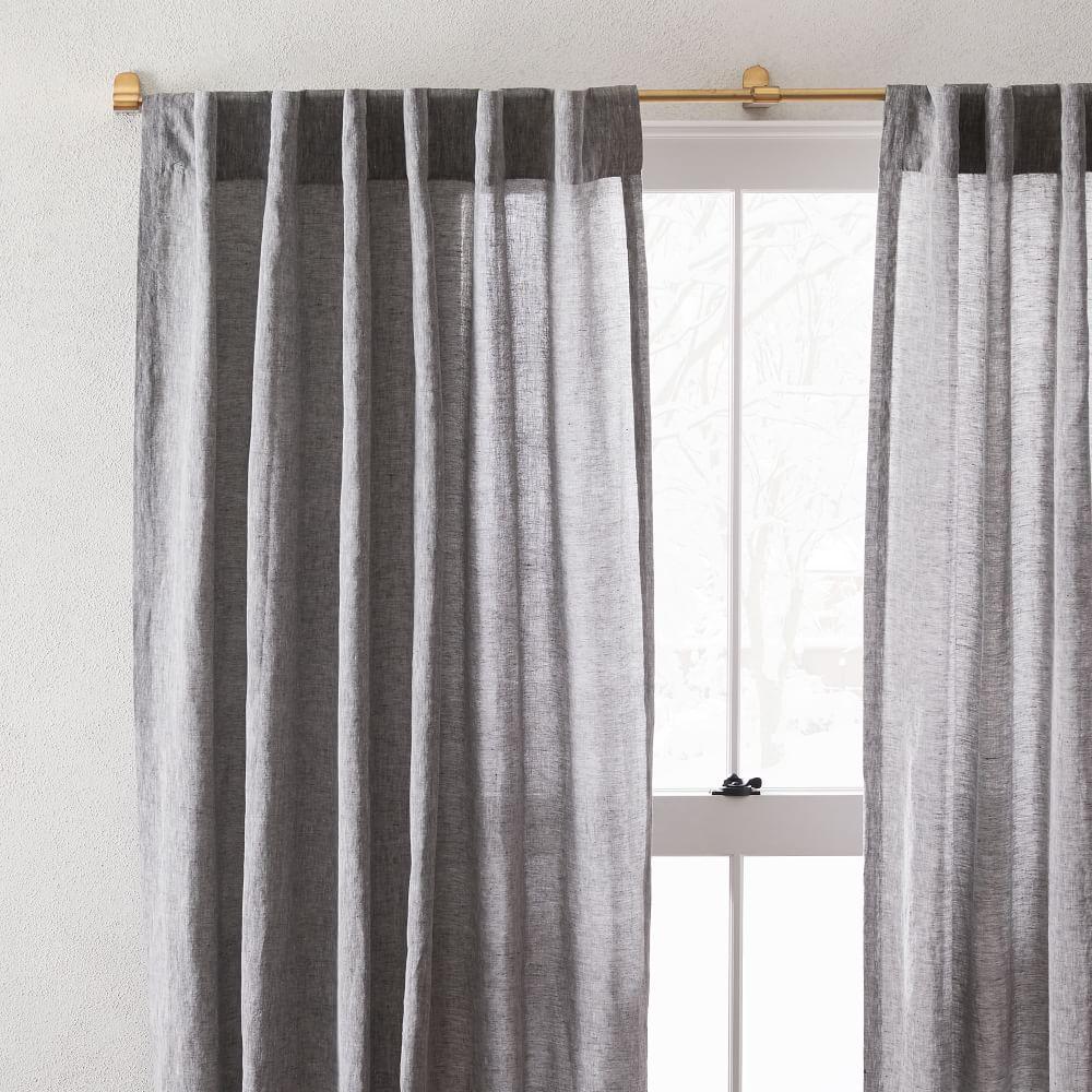 Semi-Sheer European Flax Linen Melange Curtain - Slate