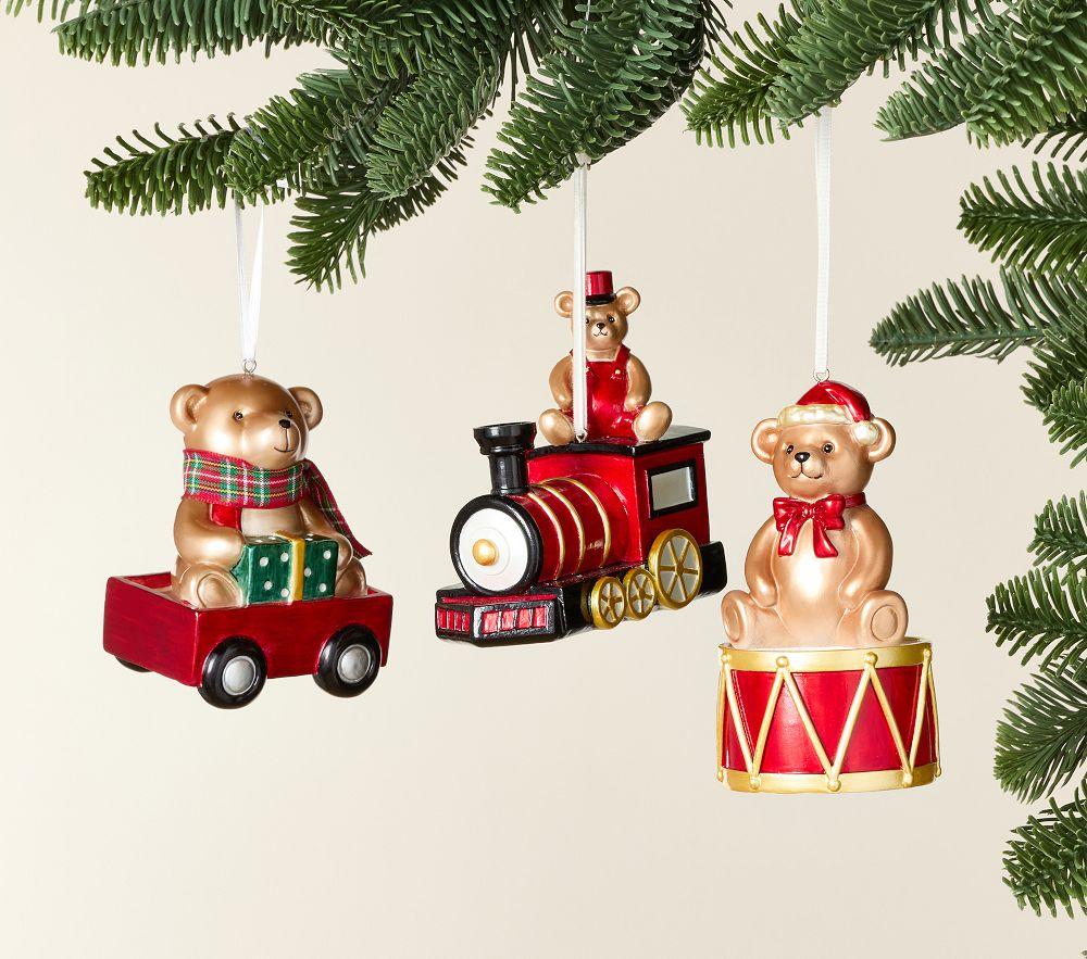 Pottery Barn Kids Shatterproof Teddy Bear Ornaments, Set of 3