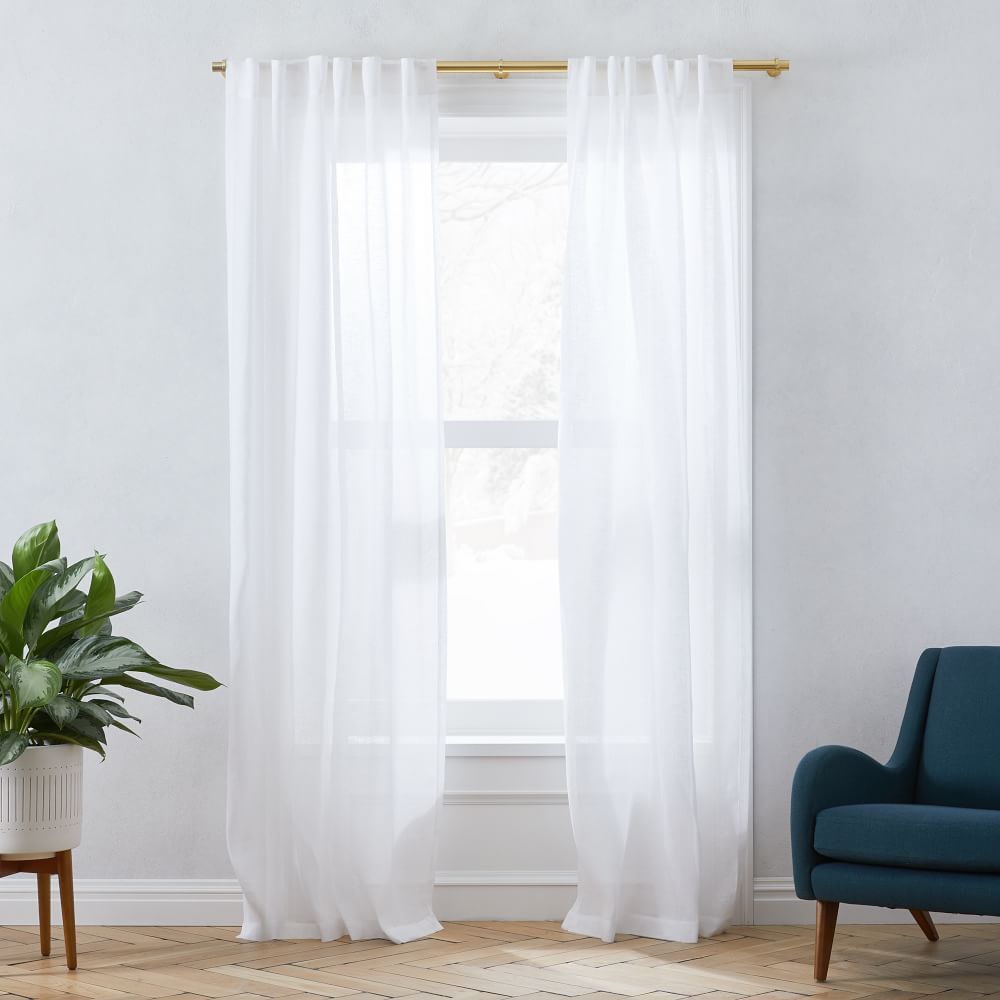 Sheer Belgian Flax Linen Curtain - White