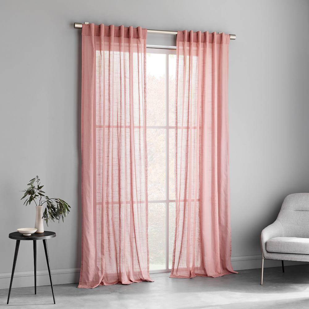 Sheer Crosshatch Curtains (Set of 2) - Pink Stone
