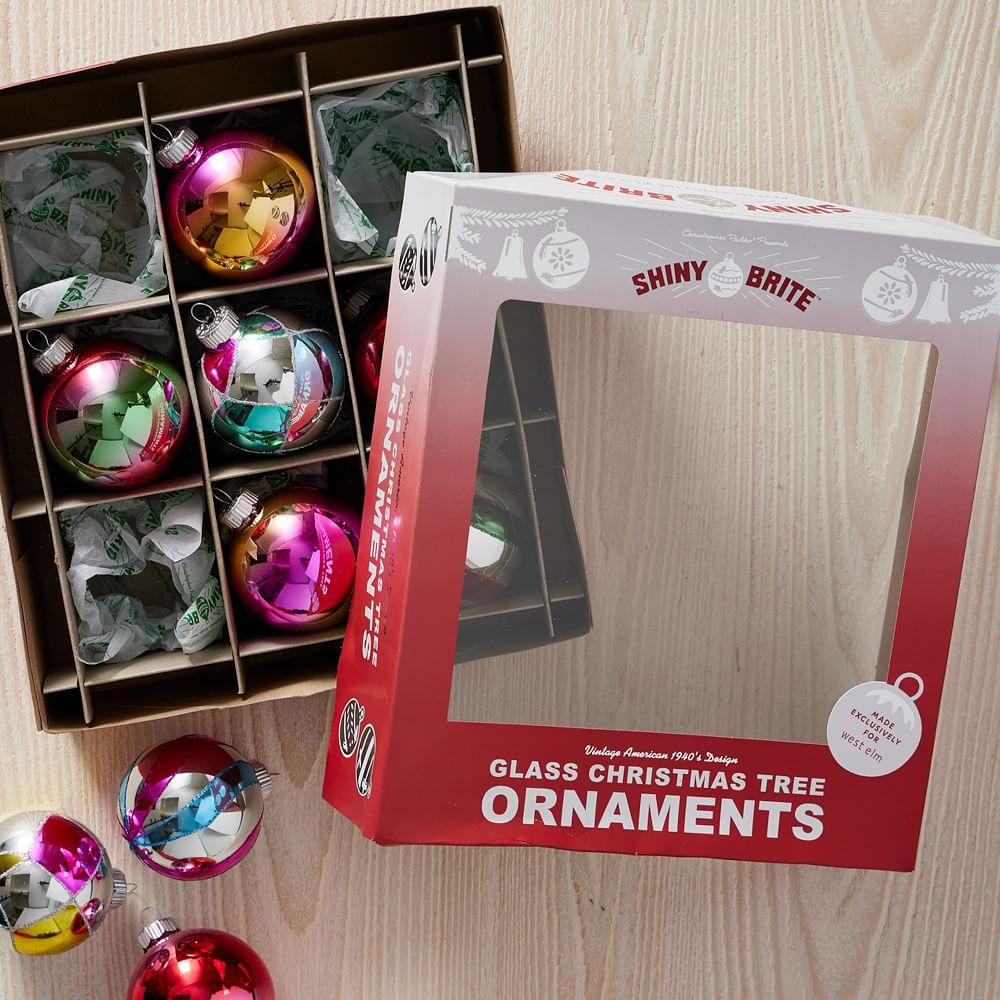 Shiny-Brite™ Coloured Glass Ball Baubles (Set of 9)