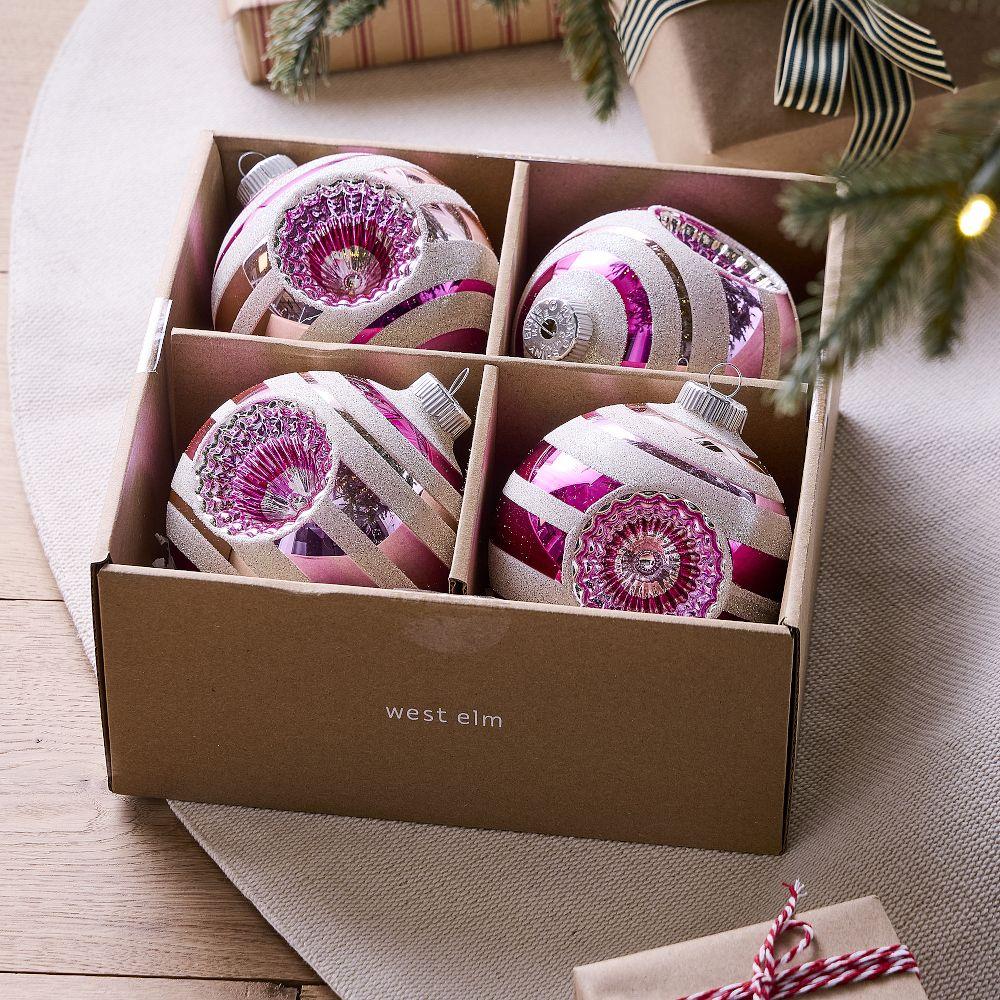Shiny-Brite™ Pink Glass Ball Baubles (Set of 4)