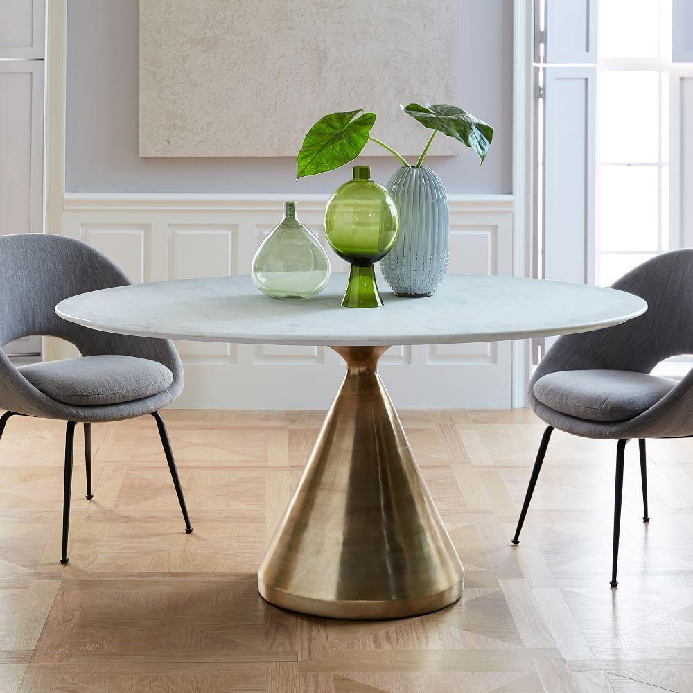 Silhouette Pedestal Dining Table - Oval (White Marble)