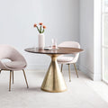 Silhouette Pedestal Round Dining Table - Dark Walnut/Antique Brass