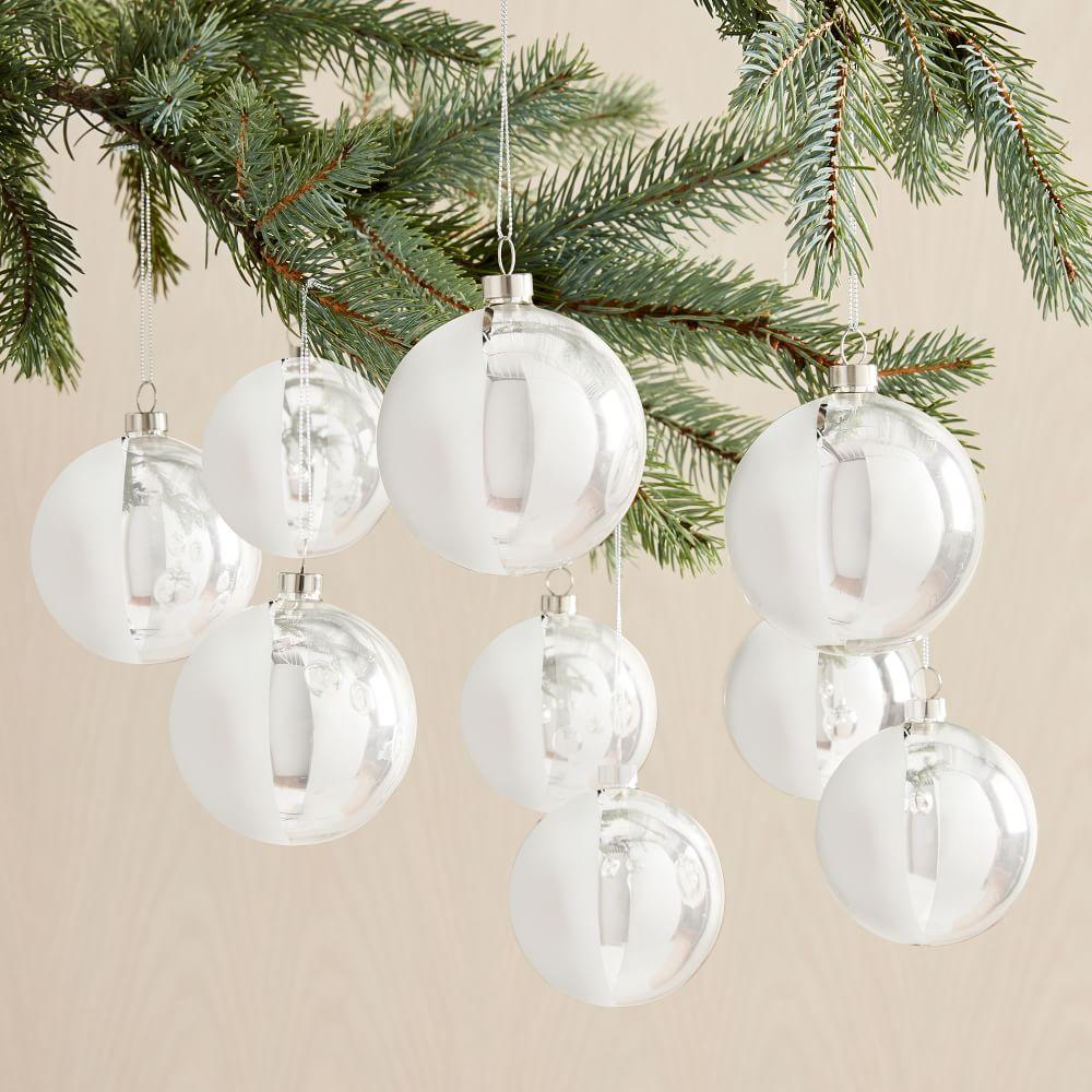 Silver Glass Ball Baubles (Set of 9)