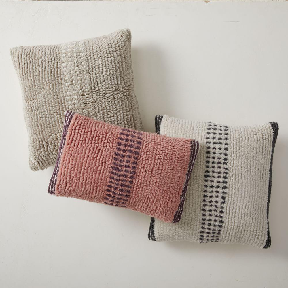 Simple Broken Stripe Shag Cushion Cover