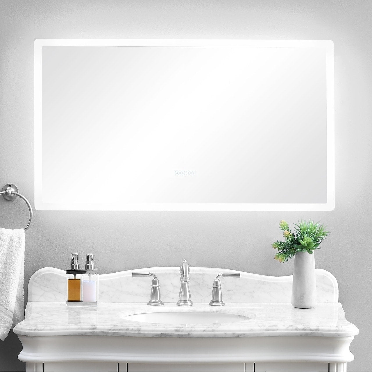 Smartled Illuminated Fog Free Bathroom Mirror With Built In Bluetooth Speakers And Dimmer 48 X 27