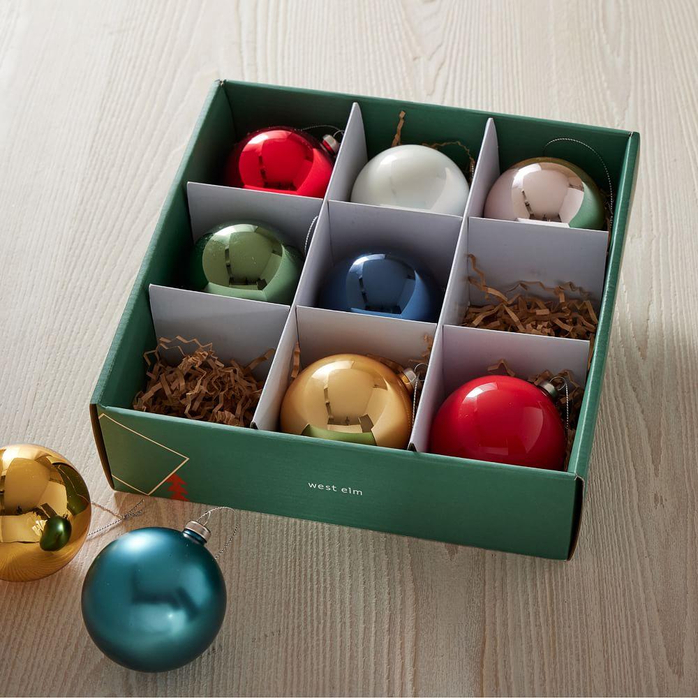 Modern Glass Boxed Baubles (Set of 9)
