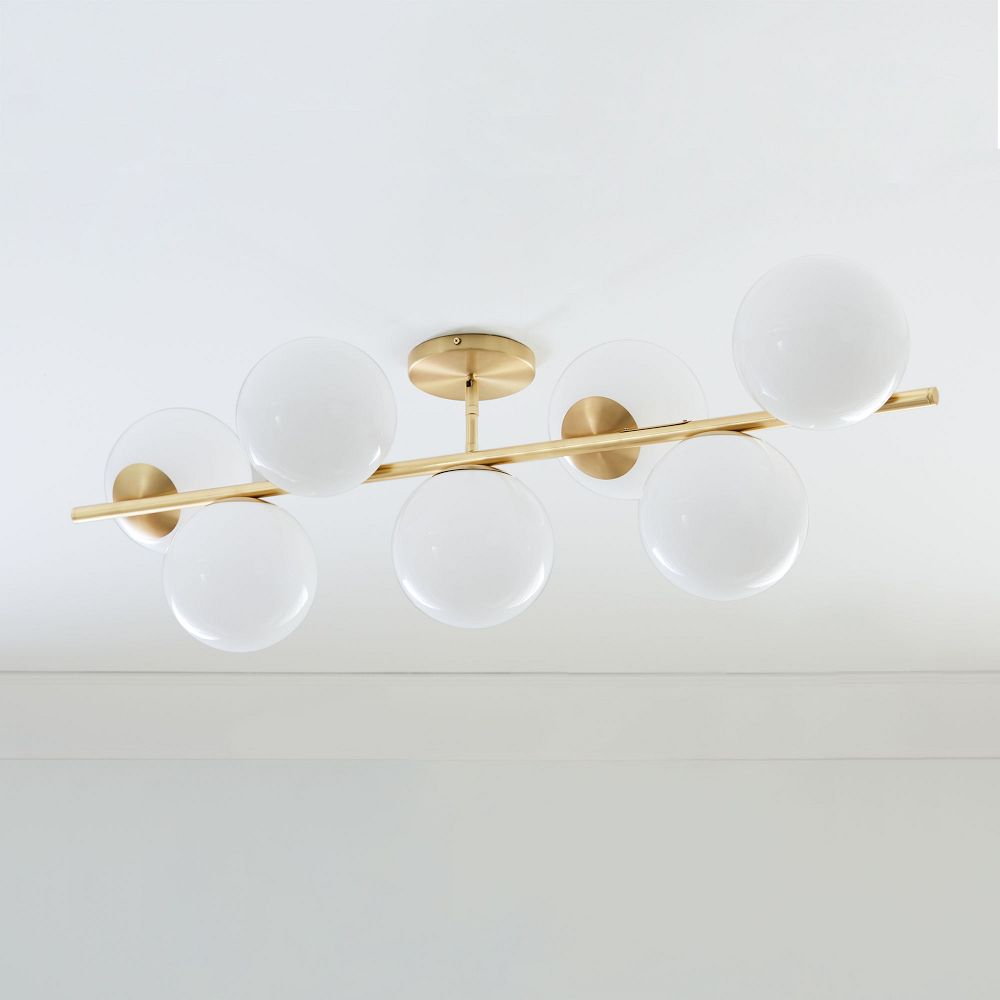 Sphere & Stem 7-Light Semi-Flush Mount - Milk