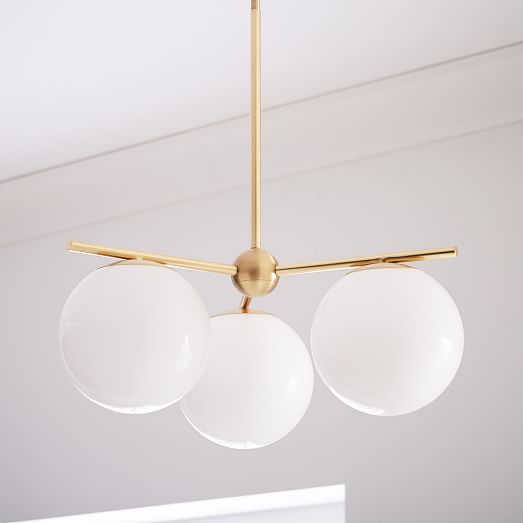Sphere & Stem 3-Light Chandelier - Milk