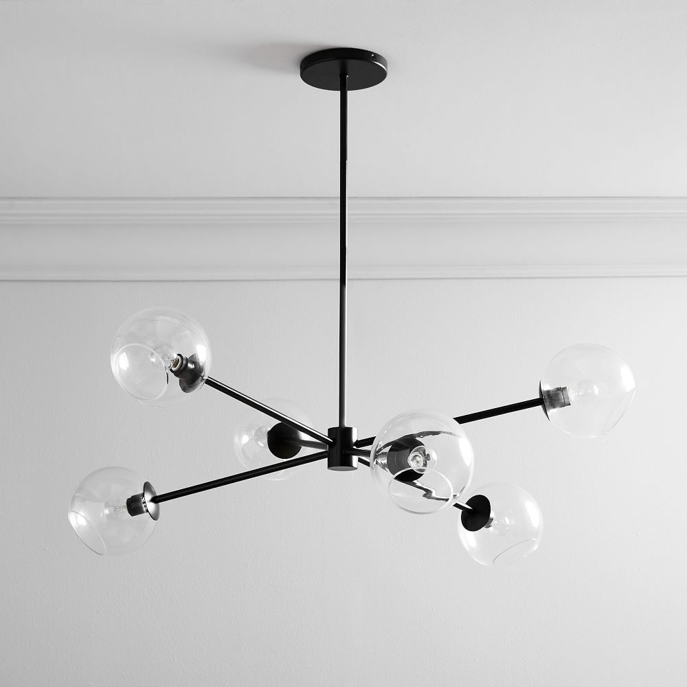 Staggered Glass 6-Light Chandelier - Clear
