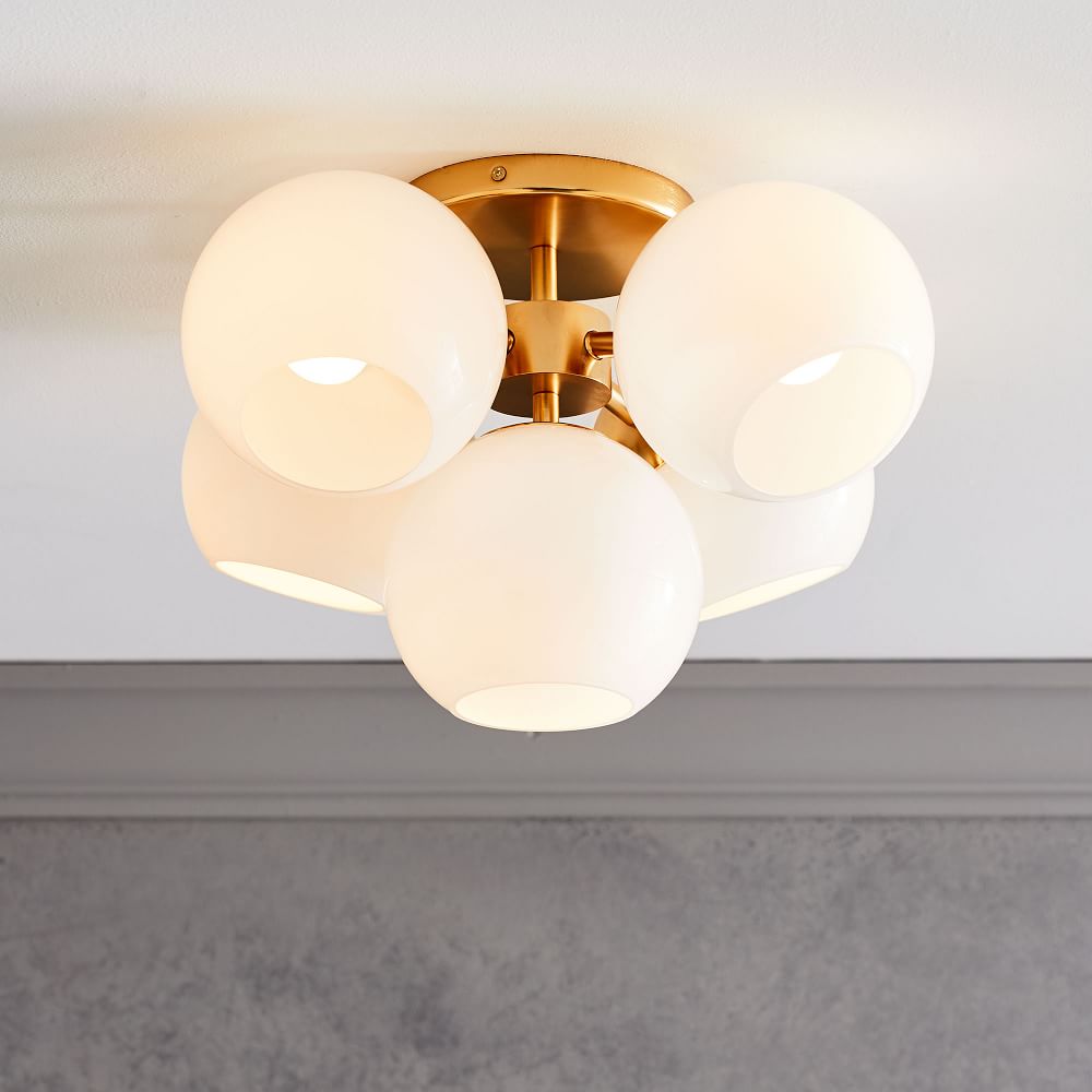 Staggered Glass 5-Light Flushmount - Milk