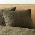 Stitched Organic Cotton Sateen Dark Green Full/Queen Quilt