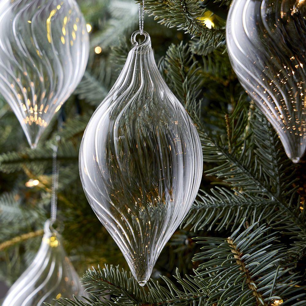 Swirled Glass Teardrop Baubles (Set of 4)