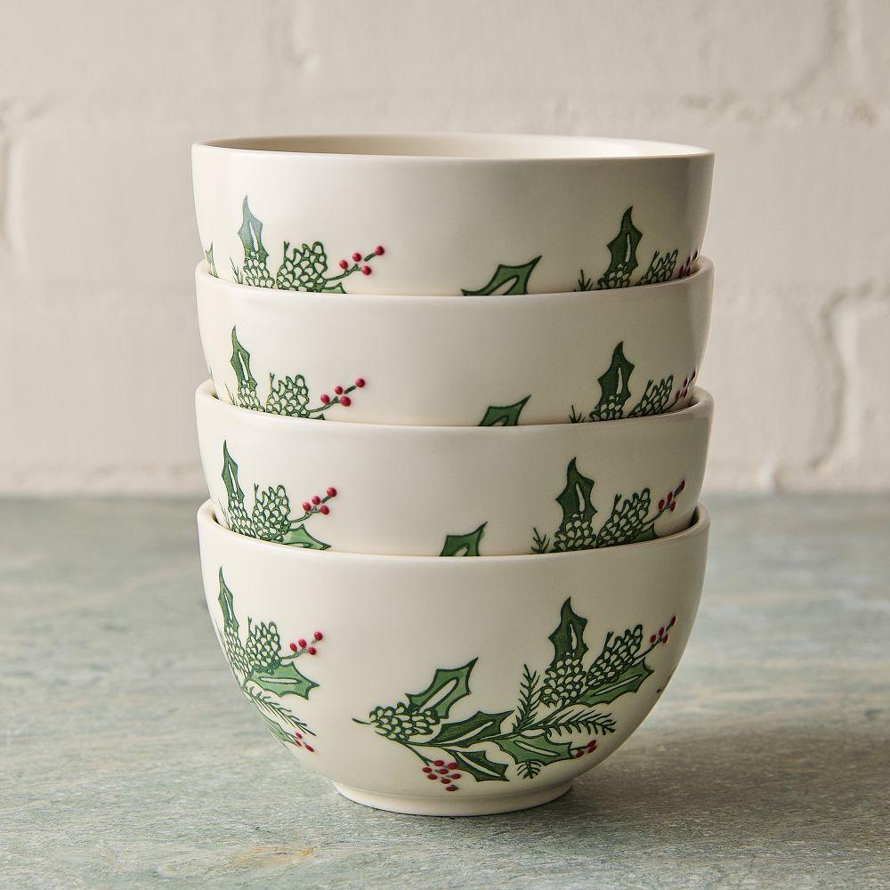 Tannenbaum Holly Stoneware Cereal Bowls