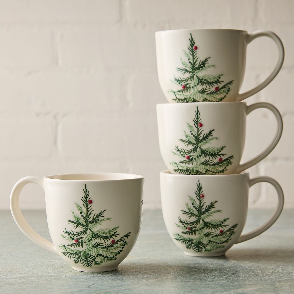 Tannenbaum Holly Stoneware Mugs