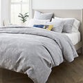 TENCEL™ & Cotton Ikat Matelasse Duvet Cover & Pillowcases - Silver Grey