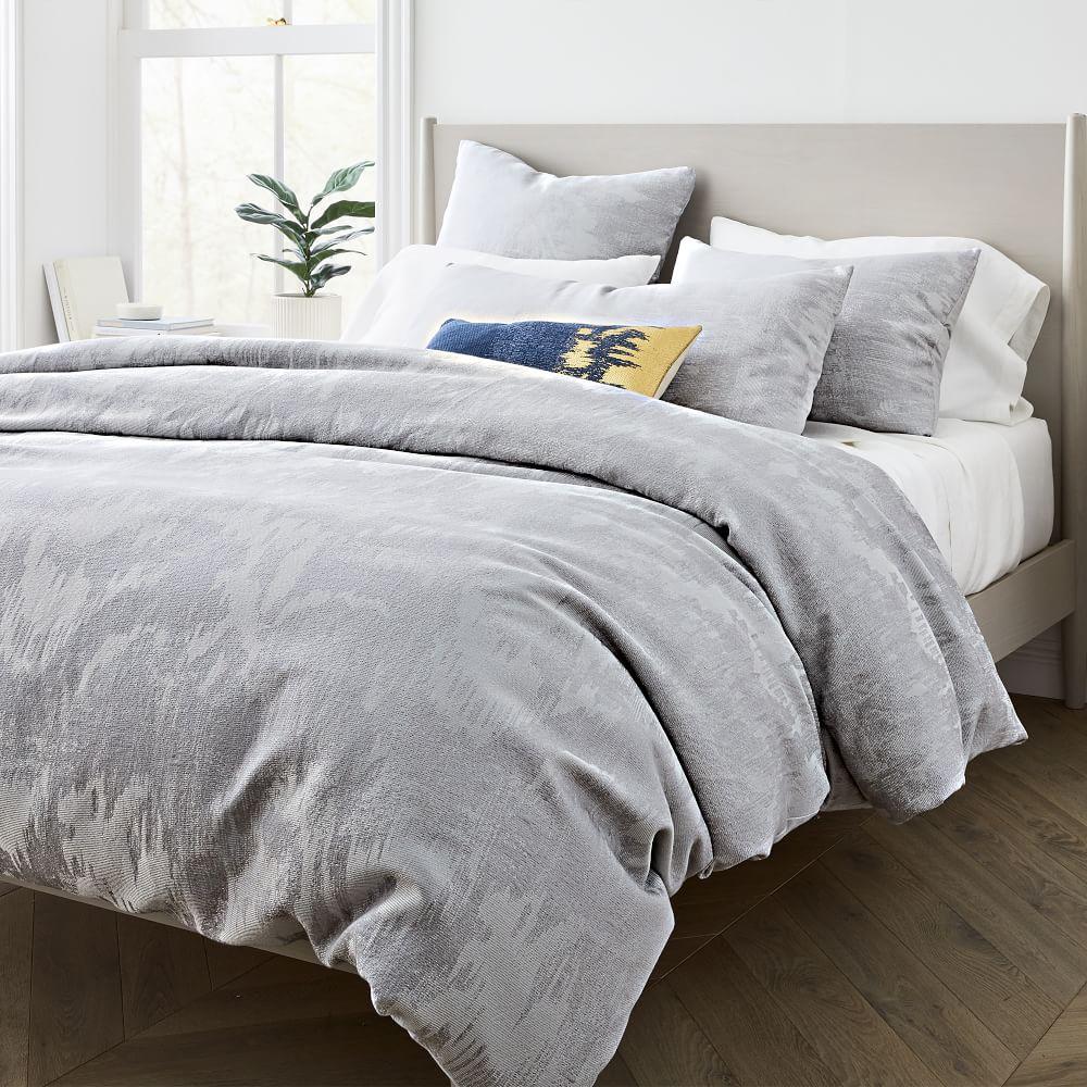 TENCEL™ & Cotton Ikat Matelasse Duvet Cover & Pillowcases - Silver Grey
