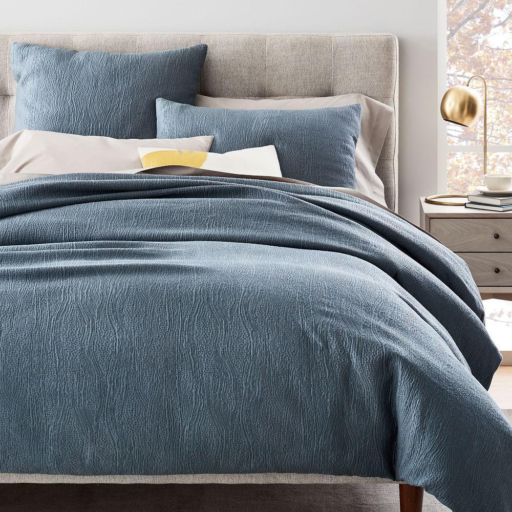TENCEL™ Cotton Matelasse Duvet Cover & Pillowcases - Stormy Blue