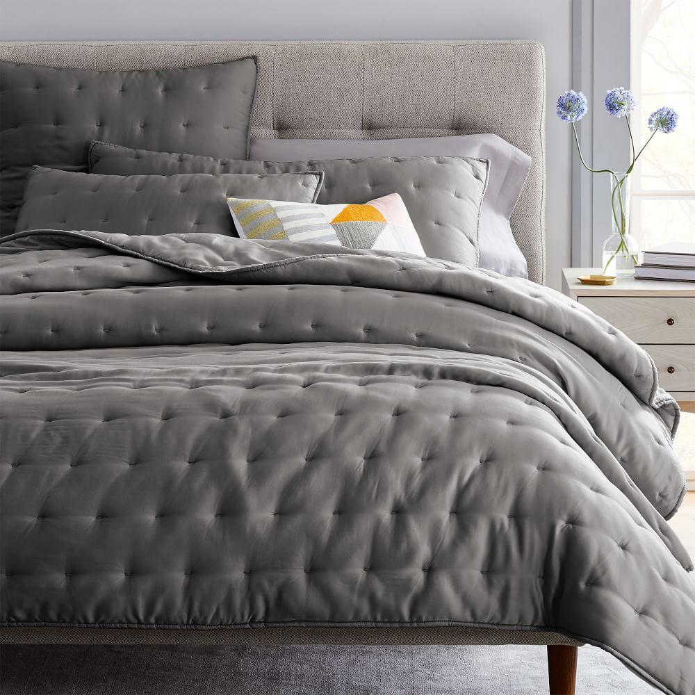 TENCEL™ Crescent Stitch bedspread & Pillowcases - Slate