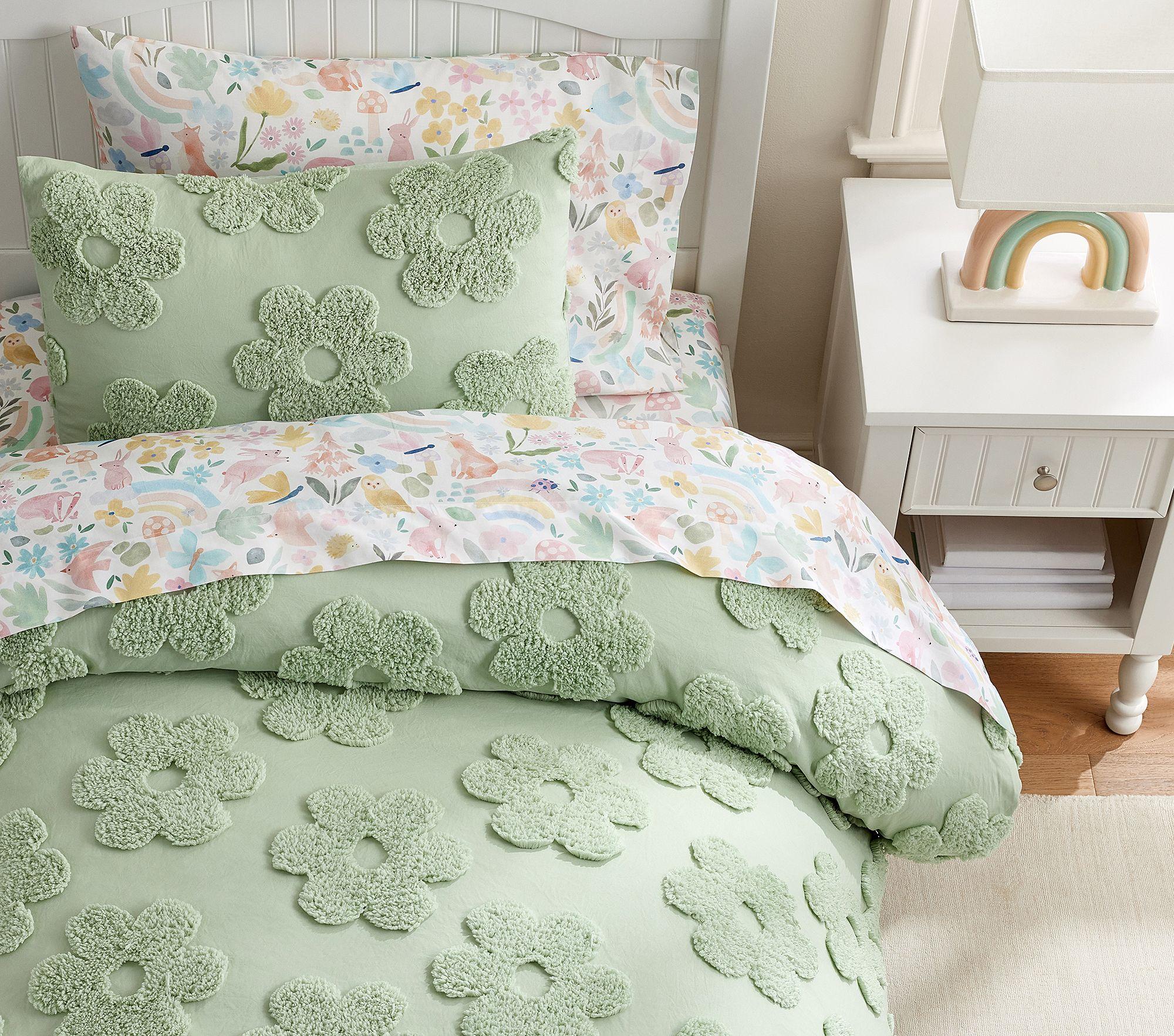 Pottery Barn Kids Textured Daisy Jacquard Duvet Cover & Pillowcases